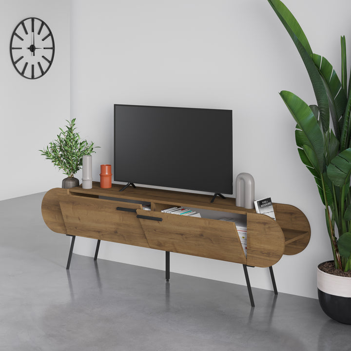 MEUBLE TV SALUSO 2P NOYER PIEDS EN MÉTAL / 17062 195 x 37 x 57 cm