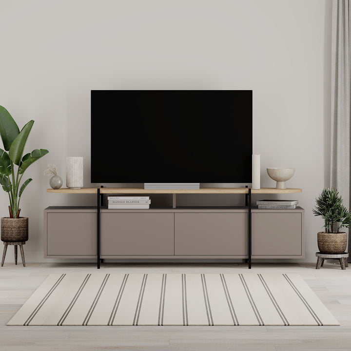 MEUBLE TV HINOA 4P CHÊNE/MOKA PIEDS EN MÉTAL / 17107 160 x 38 x 48 cm