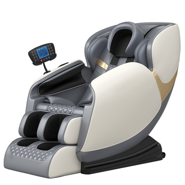 FAUTEUIL DE MASSAGE RELAXANT SOLARIA TOP RELAX Prêt à l'Emploi Le fauteuil de massage relaxant Solaria de Top Relax® est prêt à l'emploi. Idéal pour ceux qui cherchent à se détendre sans avoir à passer du temps à l'assembler ou à l'installer. Avec ce modèle, il suffit simplement de le sortir de son emballage et de l'installer dans la pièce de votre choix. Grâce à sa conception simple et pratique, il est facile à utiliser et à ajuster selon vos préférences de confort. Vous pouvez profiter de votre nouveau fauteuil pour lire un livre, regarder la télévision ou simplement vous détendre sans avoir à vous soucier de l'installation. Un moment de détente et de répit de qualité supérieure. Mode Zéro Gravité Laissez votre corps et votre cerveau continuer à se détendre. Piste de Massage Étendue Le massage s'adapte à la courbe du corps humain de la tête aux pieds. 20 Modes Personnalisés Techniques de massage professionnelles pour prendre soin de vous. Massage Complet du Corps en Simultané En plus du programme de massage complet du corps, le fauteuil diffuse de la chaleur pour une expérience améliorée. Massage du Fessier Le massage du fessier par airbag détend les muscles de votre hanche et favorise votre circulation sanguine. Massage des Pieds Les doubles rouleaux et airbags situés en bas du fauteuil massent vos mollets et vos pieds afin de soulager la fatigue et les douleurs. Fonctionnalité en 1 Clic Le mode de démarrage en un clic vous permet de profiter rapidement de votre massage. Technologie de Pointe Améliore l'efficacité du massage cuise-mollet-pied et double l'effet de soulagement. Comme sur un Nuage Le massage enveloppant du corps vous permet de vous sentir comme sur un nuage.