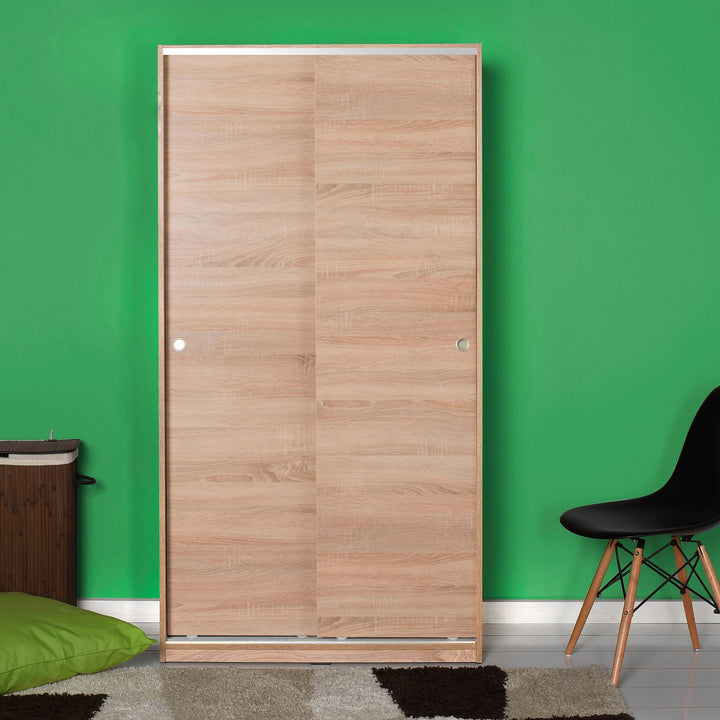 Armoire coulissante / SWD-436-SS-2 Design intérieur grand, profond et utile Poignée encastrée 1 tablette fixe et 3 tablettes mobiles larges Ouvertures silencieux grâce à des raccords de qualité, une construction solide Dimensions adaptées à une utilisation ergonomique Pieds larges et esthétiques qui n'endommageront pas le sol 94 x 182 x 52 cm