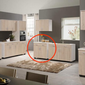Meuble bas 2 portes SOFIA / 2DBASE meubles bas 2 portes 2 tiroirs structure panneaux de particules revêtu décor papiers L805 X W600 X H885 MM