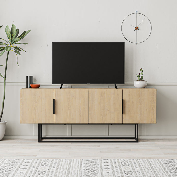 MEUBLE TV TITAN 4P 140CM CHÊNE PIEDS EN MÉTAL / 17033 140x35x55 cm