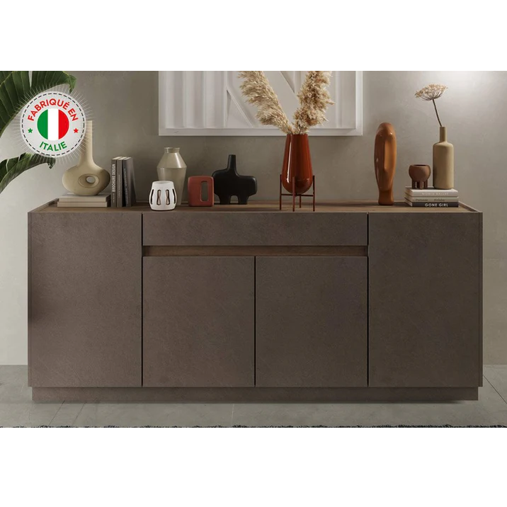 Buffet 4 Portes avec 1 tiroir avec miroir (COLLECTION ZARIA BRONZE/MERCURE) - 17379-17748