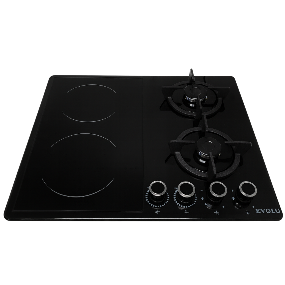 Plaque de cuisson encastrable Mixte Evolu EVL-2V2G-BLG Noir