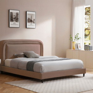 Lit 180x200 / SL9568/180/LIGHTBROWN Structure en panneau de particules recouverte de tissu microfibre épais. Lit VENDU AVEC SOMMIER SANS MATELAS. Pour matelas 180x200 cm