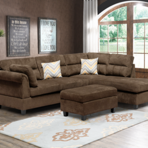 Canape d'angles avec ottoman marron / KM107BROWN 262 x 205 x 94 cM