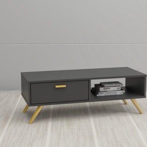 Table basse SCANDI / LV19 CFT1914MP-DG Structure en panneau de particules mélaminé recouverte de papier décor anthracite / naturel. Dimensions : L1000 X W400 X H350
