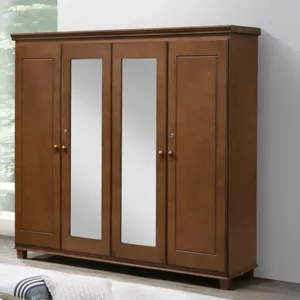 ARMOIRE BOIS MARVIN 4 PORTES / WARDROBE4D Structure en BOIS HÉVÉA MASSIF et placage en bois, teinte PB oak. Dimensions : 180x54xH180cm