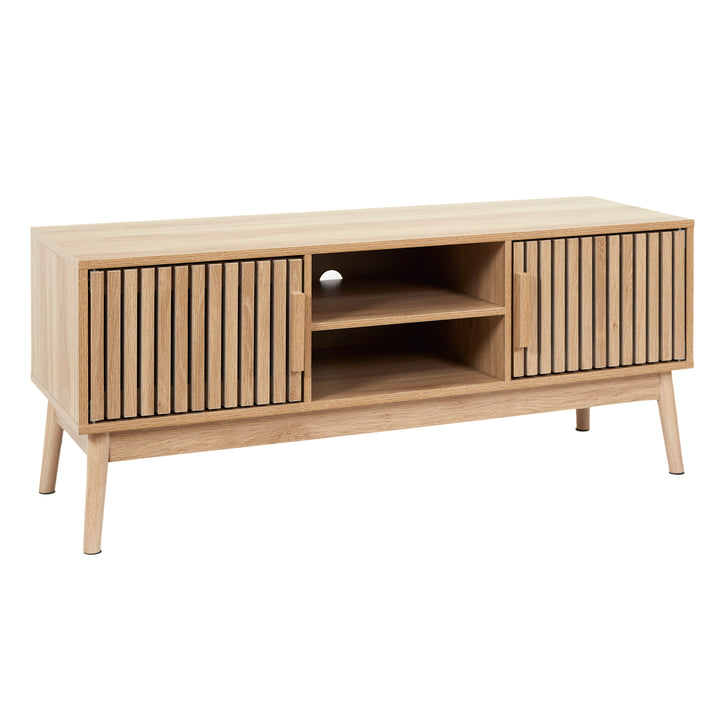 Meuble TV KLAUS/ HD0088 Matériaux Bois-Panneau composite de fibres de bois à densité Dimensions Hauteur (en cm) 48 Longueur (en cm) 117 Profondeur (en cm) 40