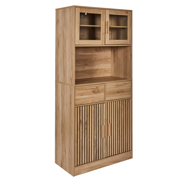 Buffet de cuisine KLAUS / HD0308 Structure en panneaux de particules et MDF recouvert de papier décor. Dimensions : 80x40xH172cm