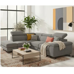 Canapé d'angle Droit transformable en lit avec coffre de rangement SF-757RHFGREY