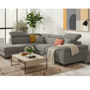 Canapé d'angle Gauche transformable en lit avec coffre de rangement SF-757LHFGREY