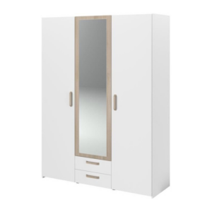 Armoire DREAM 3 portes + 2 tiroirs Blanc/Bois