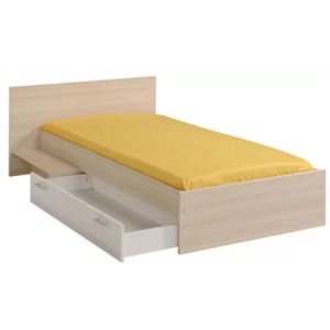 Lit avec tiroir CHARLY Acacia Bois/Blanc sans sommier
