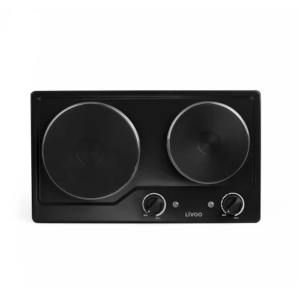 Plaque électrique 2 feux 1500W et 1000W LIVOO possible de l'encastrer Noir DOC168N