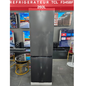 Réfrigérateur combi 260L Net TCL F345BFG Finition Grise 3 clayettes en verre bac à œufs et glaçons