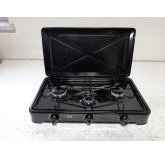 Réchaud 3 feux gaz + couvercle 7LINE Noir HT63N