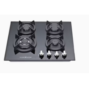 Plaque encastrable NEOLUX 4 feux gaz wok grille en fonte noire vitrée JY-G4002