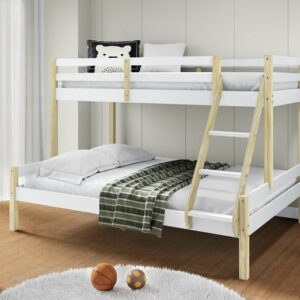 Lit superposé bois / 16670 lit en pin 202x156,4x142 matelas non compris (190x90cm et 140x190)