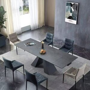 Table céramique extensible / 1901GREY160 1600 - 2400 x 900 mm Plateau céramique Pied métal