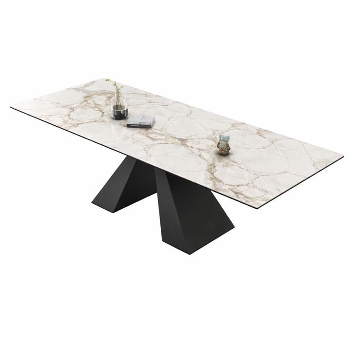 Table céramique extensible / 1901WHITE140 1400 - 2000 x 900 mm Plateau céramique Pied métal – Image 3