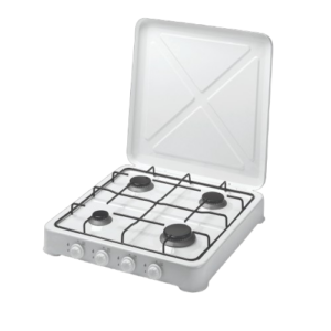 Réchaud 4 feux gaz + couvercle 7LINE Blanc HT64W