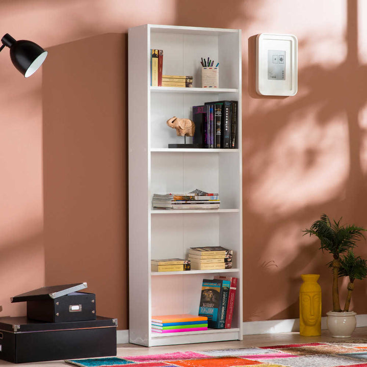 Bibliothèque avec 5 étagères / KTP-150-BB-1 Bibliothèque avec 5 étagères - 58x170x23 cm - 100% panneau de particules mélaminé - 5 étagères - Design ergonomique - Très facile à monter - Parfait pour les chambres enfants et adolescents