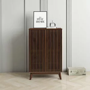 Meuble chaussure / LV41 SC41151MP-CLB Structure en panneau de particules mélaminé recouverte de papier décor noyer. Dimensions : 75x34xH119cm