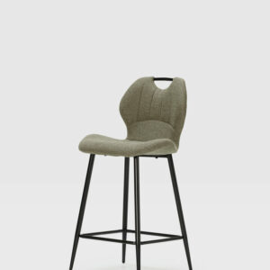 TABOURET MULI VERT/ 18627 Assise et dossier : Tissu. Piètement en métal laqué noir. Tissu : 100% polyester. Densité du siège : mousse de 28 kg. Densité du dossier : mousse de 20 kg. Dimensions produit : Longueur 48 cm x largeur 51 cm x Hauteur 65/96 cm - Poids net : 5,2 kg. Poids net total : 10,4 kg.