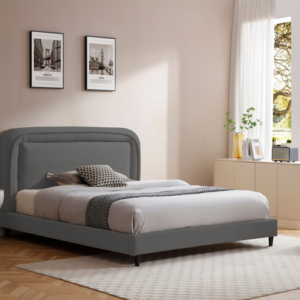 Lit 160x200 / SL9568/160/GREY Structure en panneau de particules recouverte de tissu microfibre épais. Lit VENDU AVEC SOMMIER SANS MATELAS. Pour matelas 160x200 cm