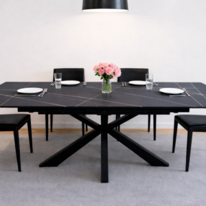 Table céramique extensible / 2001BLACK140 1400 - 2000 x 900 mm Plateau céramique Pied métal