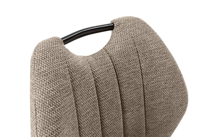 TABOURET MULI MARRON / 18628 Assise et dossier : Tissu. Piètement en métal laqué noir. Tissu : 100% polyester. Densité du siège : mousse de 28 kg. Densité du dossier : mousse de 20 kg. Dimensions produit : Longueur 48 cm x largeur 51 cm x Hauteur 65/96 cm - Poids net : 5,2 kg. Poids net total : 10,4 kg. – Image 4