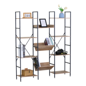 Bibliothèque / SF.VA.12758.0034 Étagère double BARST 11S L125 x H150 cm 125 x 27 x 150 cm Matériaux : Panneaux de particules avec finition mélaminée Pieds : Métal