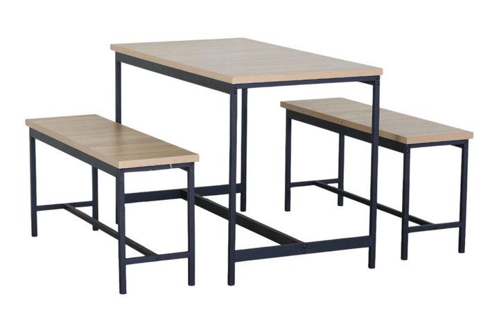 Table avec banc / DK.TC.11117.0004 Ensemble de salle à manger VELLA 110 (1+2 pièces) Table : 110 x 60 x 75 cm Chaises : 98 x 30 x 45 cm Matériaux : Panneaux de particules avec finition mélaminée Pieds : Métal – Image 4