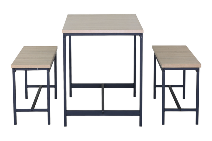 Table avec banc / DK.TC.11117.0004 Ensemble de salle à manger VELLA 110 (1+2 pièces) Table : 110 x 60 x 75 cm Chaises : 98 x 30 x 45 cm Matériaux : Panneaux de particules avec finition mélaminée Pieds : Métal – Image 5