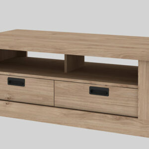 Table basse JUMBO Structure en panneau de particules, MDF recouvert de papier coloris oak jackson / noir. Dimensions : 120x59x43cm