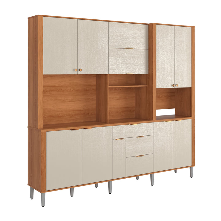 Buffet de cuisine ASTRA / 904311 Dimensions assemblées : 220 cm x 240 cm x 41 cm - Hauteur x Largeur x ProfondeurPoids supporté 80 kg répartis ; Produit MDP/MDF; Peinture sur bois; Tiroirs avec glissières télescopiques; Tiroir avec organiseur de couverts en MDP; Plateau intermédiaire en MDP 25 mm ; – Image 7