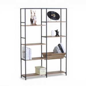 Bibliothèque / SF.VA.12740.0004 Étagère CARACAS 8S L100*H150cm L100*W27.1*H150cm Matériaux : Panneaux de particules + finition mélaminée Pieds : Métal