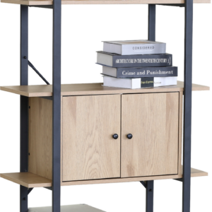 Bibliothèque / SF.VA.12813.0006OAK Étagère CARACS 4S 2 doors L80*H150cm L80*W34*H150cm Matériaux : Panneaux de particules + finition mélaminée Pieds : Métal