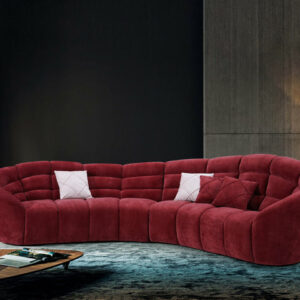 Canapé design grand confort / SF-511 RED Structure en panneau de particules, assise mousse en polyuréthane recouverte de tissu microfibre coloris bordeaux Dimensions : 310x280xH100cm