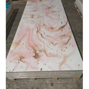 Panneau mural PVC / HH24837 Transformez votre espace avec nos panneaux PVC UV de qualité supérieure, conçus à la fois pour la fonctionnalité et le style. Mesurant 1,22 m sur 2,80 m de large et seulement 3 mm d'épaisseur, ces panneaux sont la solution parfaite pour une variété de projets de rénovation. Un panneau ne pesant qu'environ 9,25 kg, ils sont faciles à manipuler, ce qui en fait un jeu d'enfant pour les installations en solo.