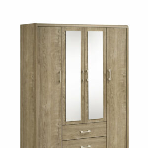 Armoire 4 Portes Catherine / AF 9379 M Structure en panneau de particules recouvert de papier de coloris CARAMEL OAK. Dimensions : 156x48xH183cm