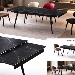 Table céramique extensible / GT6BLACK 1200 - 1800 x 800 mm Plateau céramique Pied métal