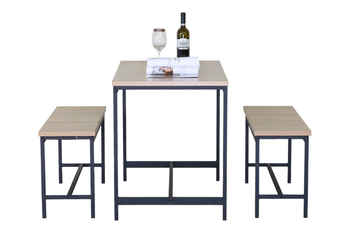 Table avec banc / DK.TC.11117.0004 Ensemble de salle à manger VELLA 110 (1+2 pièces) Table : 110 x 60 x 75 cm Chaises : 98 x 30 x 45 cm Matériaux : Panneaux de particules avec finition mélaminée Pieds : Métal – Image 3