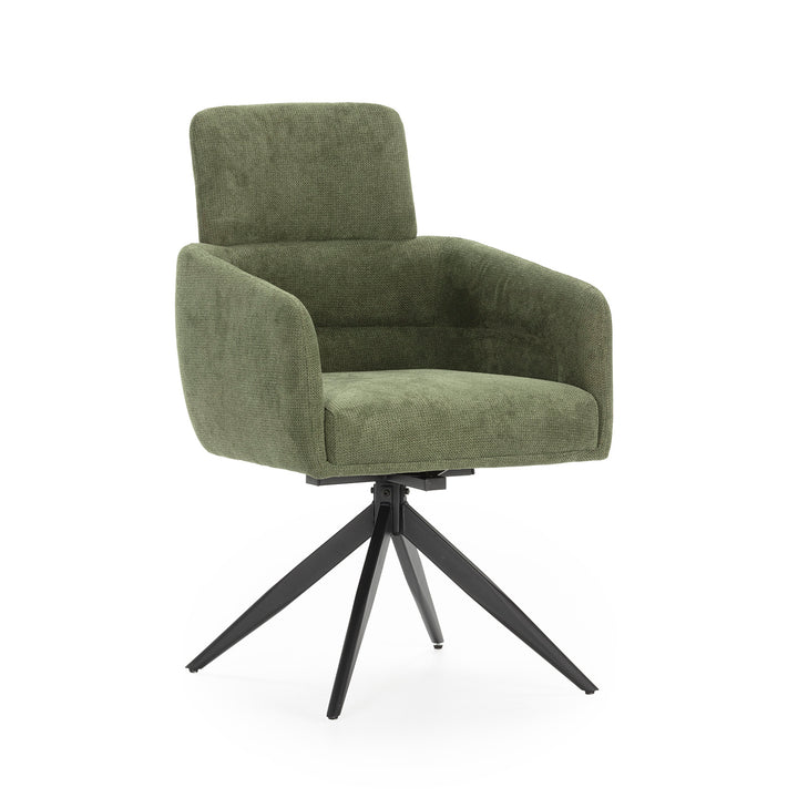 FAUTEUIL PIVOTANT AIXA VERT/PIED NOIR / 17809 fauteuil en velours côtelé pieds métal 57x65 h92 cm