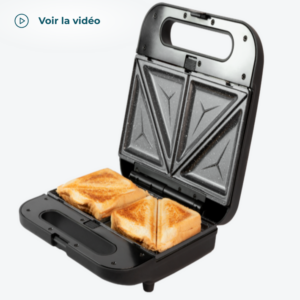 Appareil à sandwichs Rock'nToast 3in1 800W / 3203 Appareil à sandwichs pour 2 sandwichs avec finitions en acier inoxydable, 800 W de puissance et 3 plaques interchangeables avec revêtement en pierre RockStone. Appareil à sandwichs 3 en 1 avec 3 plaques démontables et interchangeables pour que vous prépariez tous types d'aliments : sandwichs, gaufres et gril. Revêtement en pierre RockStone qui assure une antiadhésivité maximale et qui facilite le nettoyage. Il possède 800 W de puissance pour préparer de sandwiches et gaufres jusqu'à steaks, hamburgers ou pain grillé. Les plaques conviennent pour un nettoyage au lave-vaisselle. Les plaques répartissent la chaleur uniformément pour que les aliments puissent se préparer de façon homogène. Préchauffage rapide avant et pendant la cuisson des différents aliments. Revêtement écologique et sécurisé puisqu'il répond à la norme en vigueur quant aux aliments. Plaques avec capacité pour deux tranches de pain.