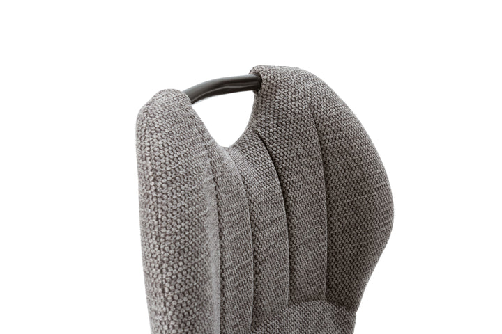 TABOURET MULI GRIS / 18629 Assise et dossier : Tissu. Piètement en métal laqué noir. Tissu : 100% polyester. Densité du siège : mousse de 28 kg. Densité du dossier : mousse de 20 kg. Dimensions produit : Longueur 48 cm x largeur 51 cm x Hauteur 65/96 cm - Poids net : 5,2 kg. Poids net total : 10,4 kg. – Image 4