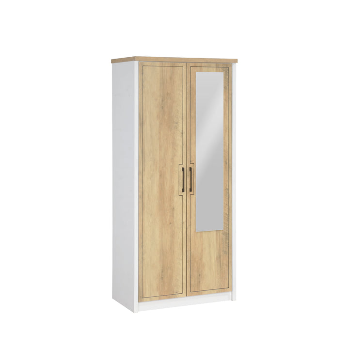 Armoire 2 Portes BIANCA / AF 9356 M Structure en panneau de particules recouvert de papier de coloris blanc / summer oak. Dimensions : 81x52xH184cm