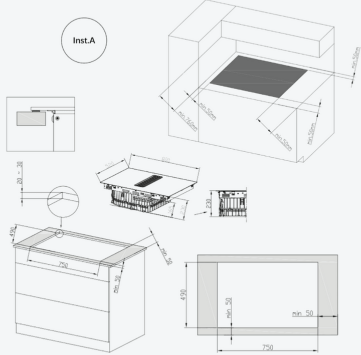 Plaque à induction avec hotte aspirante intégrée / A01_EU01_100088 Plaque à induction avec 2 foyers TotalFlex et hotte aspirante intégrée, puissance maximale de 7400 W, 15 niveaux avec fonction Booster, minuterie, indicateur de chaleur résiduelle, Kid Lock, arrêt automatique de sécurité, aspiration 630 m3/h, 3 vitesses d'aspiration avec fonction Booster, contrôle automatique de la hotte, filtres à charbon, classe A et Touch Slider Control. Plus de polyvalence pour votre cuisine : plaque de cuisson avec hotte aspirante intégrée. 15 niveaux de puissance et fonction Booster : cuisinez au niveau de puissance approprié à chaque moment. TotalFlex Zone : grâce à ses 8 inducteurs, il est possible d'utiliser une grande variété de types et de tailles d'ustensiles et de répartir la chaleur de manière homogène. Profitez de sa puissance maximale de 7400 W pour tout cuisiner. Minuterie : programmez la cuisson pour des résultats parfaits. Indicateur de chaleur résiduelle : voyant qui indique que les foyers sont chauds. Arrêt automatique de sécurité : fonction de sécurité qui éteint automatiquement la plaque lorsqu'elle n'est pas utilisée. Choisissez la puissance qui vous convient : la hotte intégrée à la plaque offre 3 niveaux de puissance pour s'adapter à vos besoins et une fonction Booster qui accélère l'intensité de l'aspiration. Puissance d'aspiration de 630 m3/h : oubliez la fumée grâce à sa puissance d'aspiration élevée de 630 m3/h. Économisez à chaque utilisation : grâce à son étiquette énergétique de classe A, vous économiserez tous le jours. Pas de mauvaises odeurs : elle est équipée de filtres à charbon et de filtres à graisse, idéaux pour éliminer les mauvaises odeurs et la fumée. Touch Slider Control : contrôle et régulateur tactile qui permet de sélectionner la configuration souhaitée avec une grande précision et un confort total. Kid Lock : verrouillage de sécurité des boutons pour empêcher les enfants de manipuler la plaque et la hotte aspirante. Mode de fonctionnement automatique de la hotte : cette fonction permet de combiner automatiquement la puissance de cuisson avec la puissance d'aspiration – Image 10