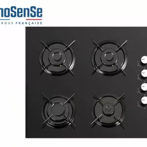 Plaque de Cuisson 4 Feux Inosense / C6-40BF 4 feux gaz Sécurité gaz Accessoires et grilles en fonte Allumage électrique Dessus verre trempé 8mm Largeur 60x52cm Encastrement : P49xL56cm Puissance des feux Brûleur rapide : 1x2200W Brûleur semi-rapide : 2x1650W Brûleur Auxiliaire : 1x1100W Garantie 2 ans